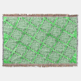 Cobertor Quadradas, falso azulejo, fadas verdes folhagens.