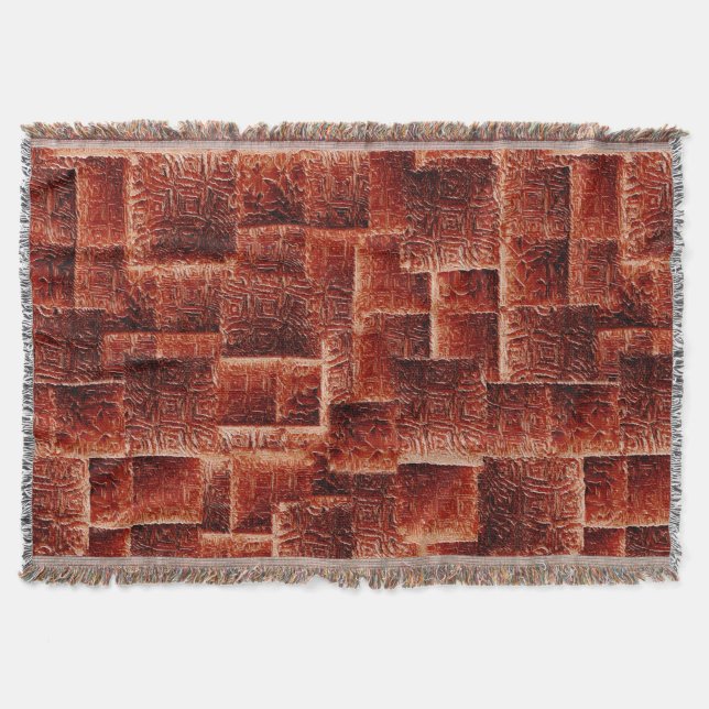 Cobertor Quadrados com textura de parede vermelha escura e  (Frente)