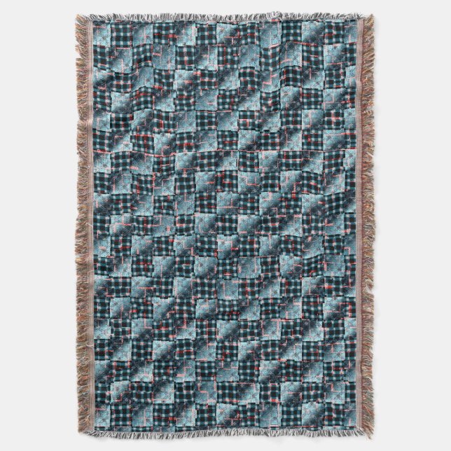 Cobertor Quadrados de xadrez curvos expostos ao mosaico des (Frente Vertical)