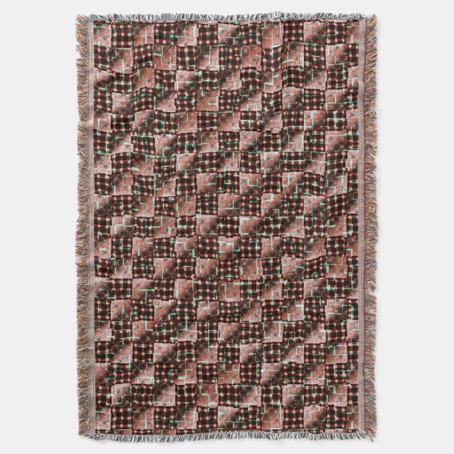 Cobertor Quadrados vermelhos submetidos a mosaico estranho (Frente Vertical)