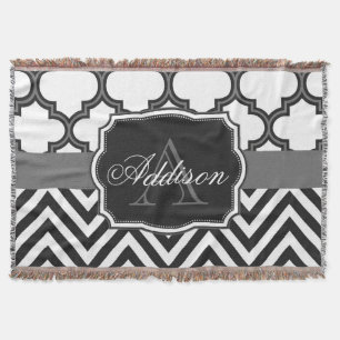 Cobertor Quatrefoil Chevron Monograma