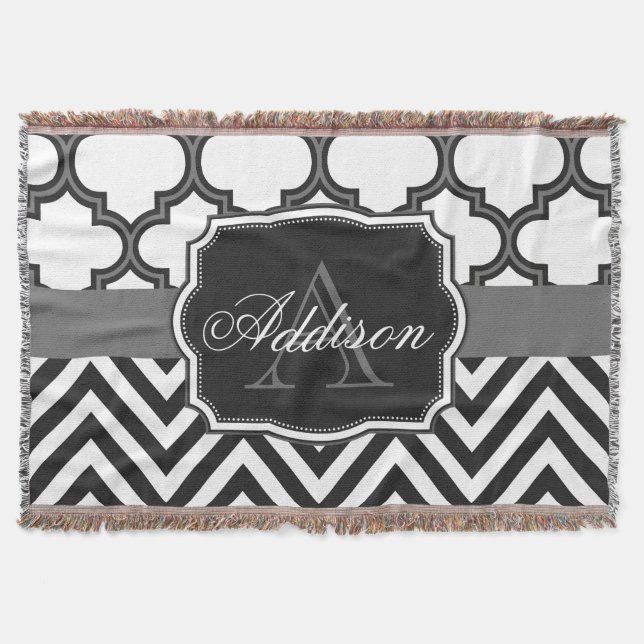 Cobertor Quatrefoil Chevron Monograma (Frente)