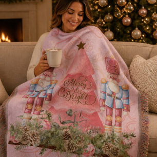 Cobertor Quebra-Nozes de Natal rosa e borboleta de Árvore
