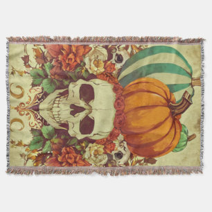 Cobertor Queda/outono/Halloween/abóbora/esqueleto