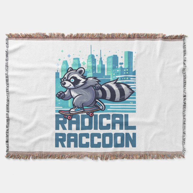 Cobertor Radical Raccoon Urban Skateboarder (Frente)