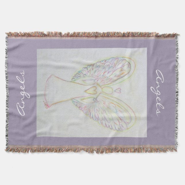 Cobertor Rainbow Hearts Guardian Angel Custom Throw Blanket (Frente)