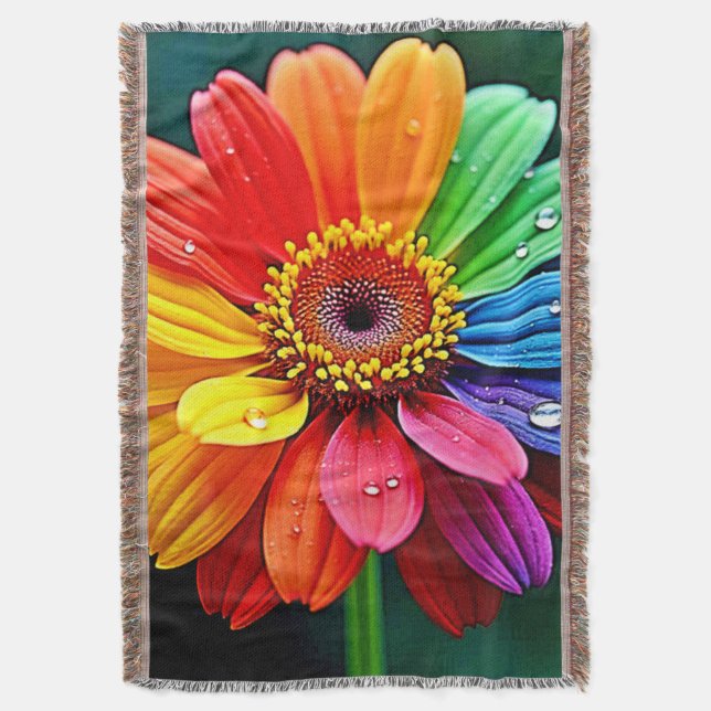 Cobertor Rainbow Petal Flower Art (Frente Vertical)
