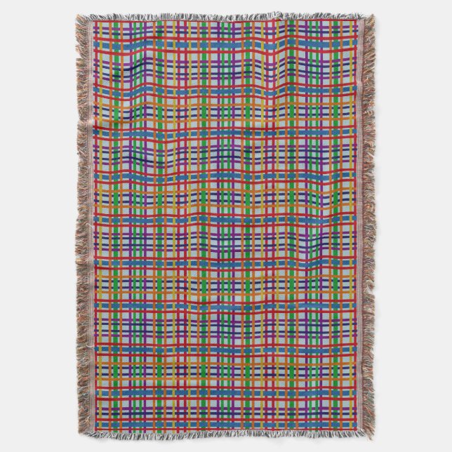 Cobertor Rainbow Rustic Plaid Stripe Tile Light Grey Blue (Frente Vertical)