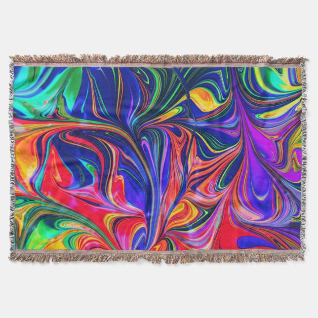 Cobertor Rainbow Swirl Trippy Glow Stick (Frente)