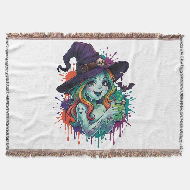 Cobertor Rainbow Witch – Spooky & Colorful Magic (Frente)