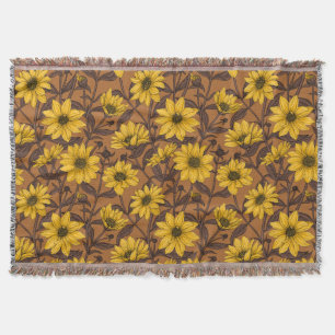 Cobertor Raízes solares, girassol selvagem, amarelo e casta