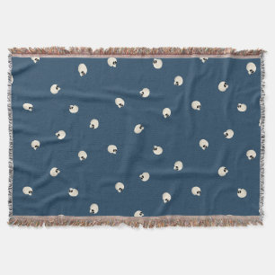 Cobertor Raledom Cute Kawaii Skull Dots azul escuro