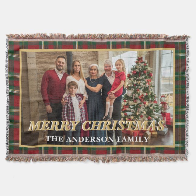 Cobertor Ralph Lauren Tartan Plaid Family Photo Christmas (Frente)