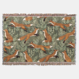 Cobertor Raposa-branca em castanho-vermelho em verde-oliva