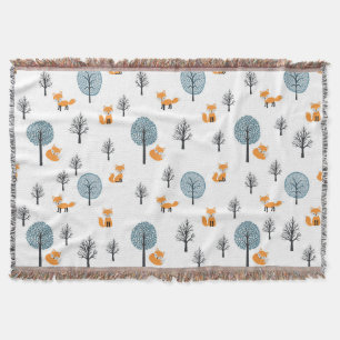 Cobertor Raposa Florestal: Fundo Branco Vintage