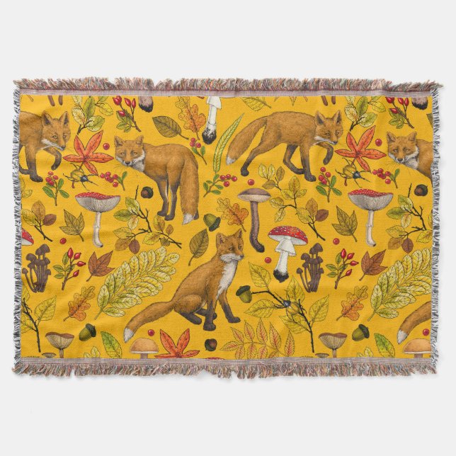 Cobertor Raposas de outono em laranja (Frente)