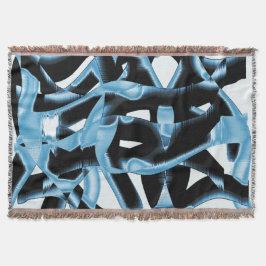 Cobertor Raspas ou fitas azuis e pretas destruídas