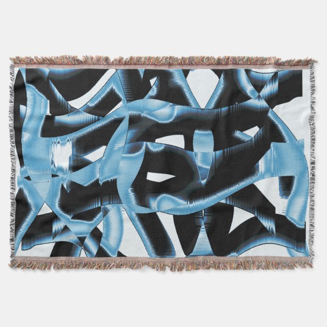 Cobertor Raspas ou fitas azuis e pretas destruídas (Frente)