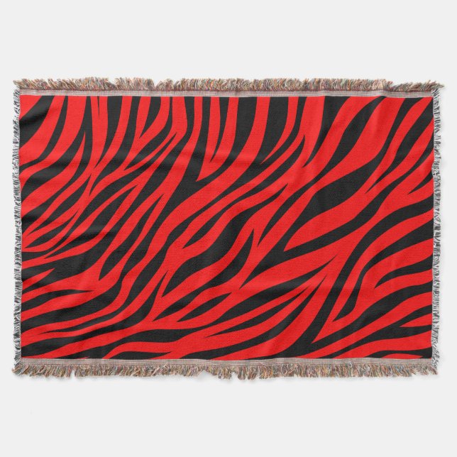 Cobertor Red Black Zebra Stripe Impressão (Frente)