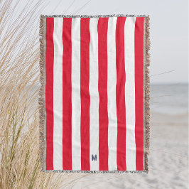 Cobertor Red Cabana Stripe & Personalizado Monograma de Mar