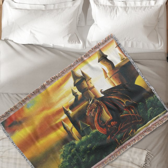 Cobertor Red Dragon Castle Fantasy (Criador carregado)