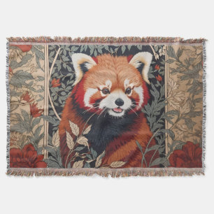 Cobertor Red Panda Elegante William Morris Inspirou Floral