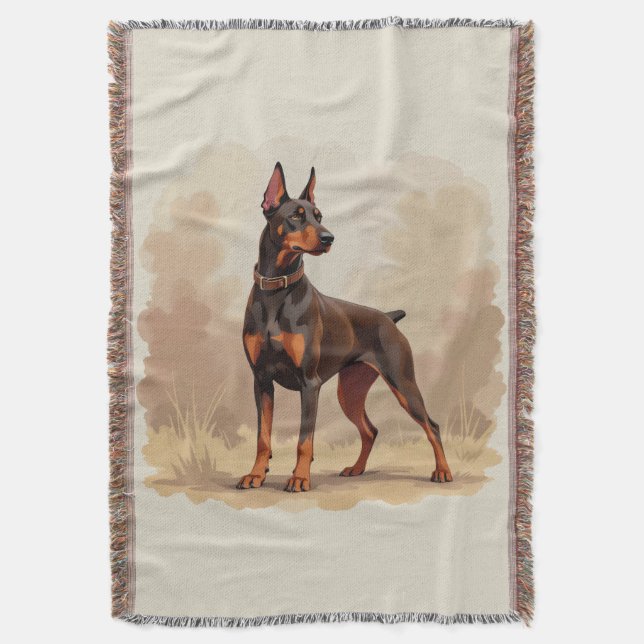 Cobertor Red Rust Brown Doberman Pinscher Dog (Frente Vertical)