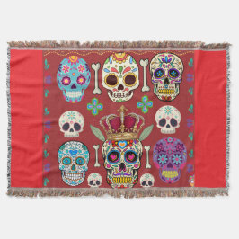 Cobertor Red Throw - Large Rug - Gothic Skull - 