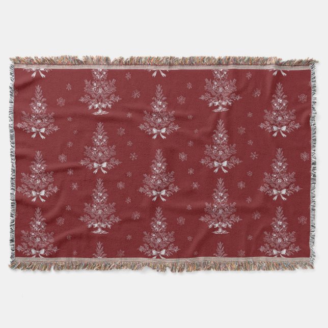 Cobertor Red Toile De Jouy Coquette Christmas Foliage (Frente)