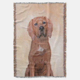 Cobertor Redbone Coonhound Painting - Arte De Cachorro Orig