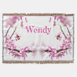 Cobertor Redbud & honeybee no Springtime