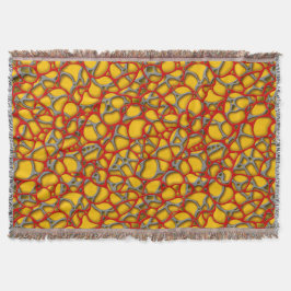 Cobertor Rede vermelha e cinza sobre fundo amarelo.