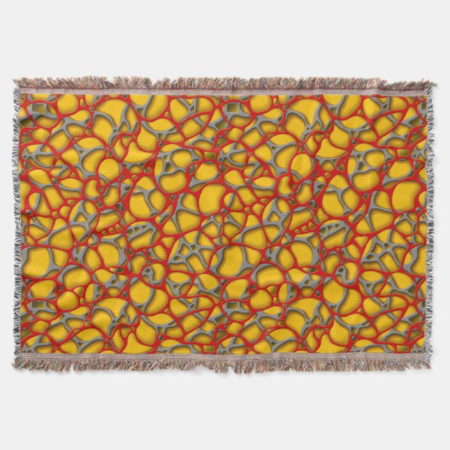 Cobertor Rede vermelha e cinza sobre fundo amarelo. (Frente)