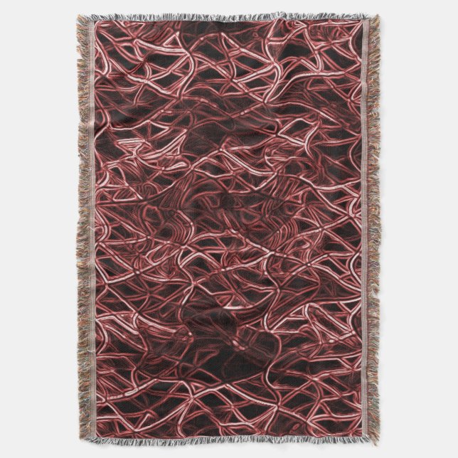 Cobertor Rede vermelha entrelaçada de fio rústico e enredad (Frente Vertical)