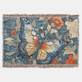 Cobertor Regal Butterfly Amidst William Morris Floral