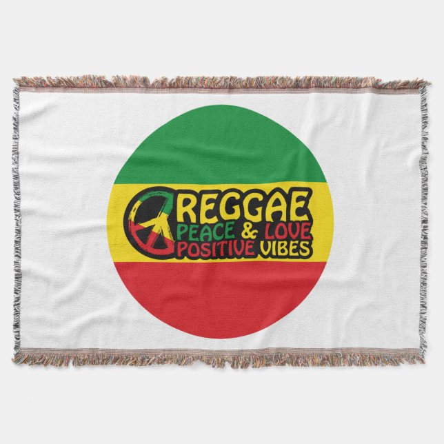 Cobertor Reggae Music com citações positivas (Frente)