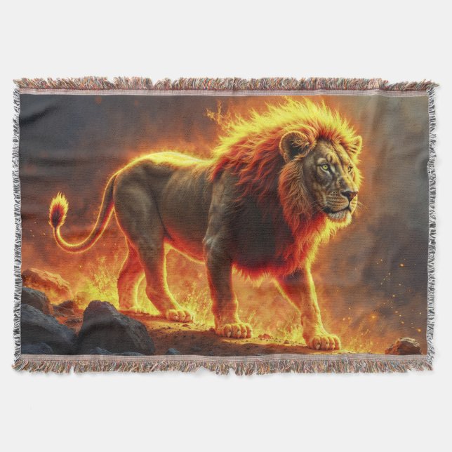 Cobertor Rei das bestas Leão majestoso animal infernal (Frente)