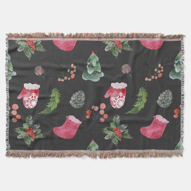 Cobertor Reindeer de Natal: Padrão Sem Costura (Frente)