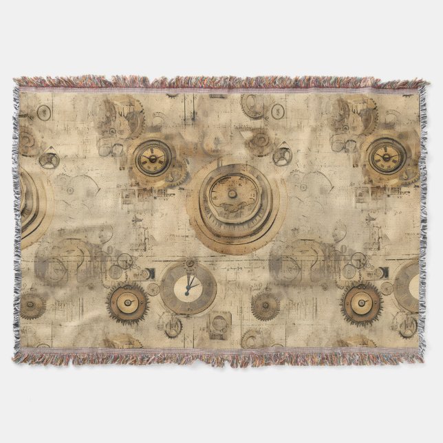 Cobertor Relógio Russo Steampunk Grunge (2) (Frente)