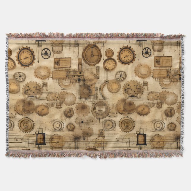 Cobertor Relógio Russo Steampunk Grunge (4) (Frente)