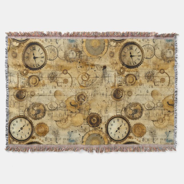 Cobertor Relógio Russo Steampunk Grunge (5) (Frente)