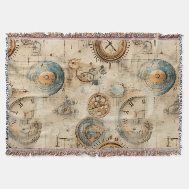 Cobertor Relógio Russo Steampunk Grunge (7) (Frente)