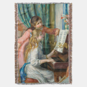 Cobertor Renoir Duas Meninas ao Piano Impressão Música Arte