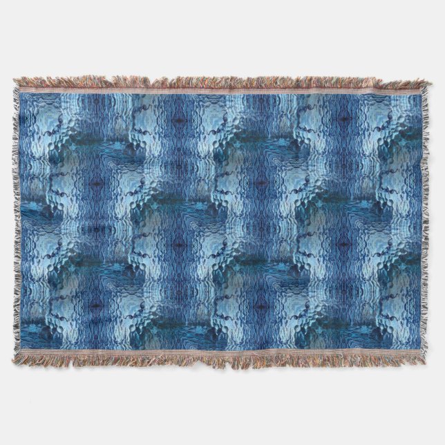 Cobertor Repetição de vidro torto e martelado azul (Frente)