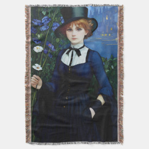 Cobertor Retrato Bonito Estilo Vintage Dark Academy Girl
