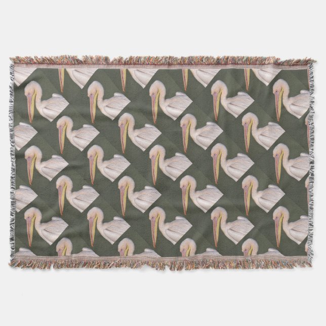 Cobertor Retrato branco pelicano (Frente)