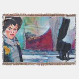 Cobertor Retrato da Mulher Vintage com fundo de Abstrato