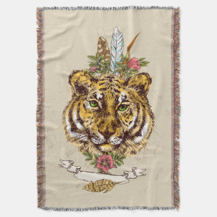 Cobertor Retrato do estilo de Boho do tigre