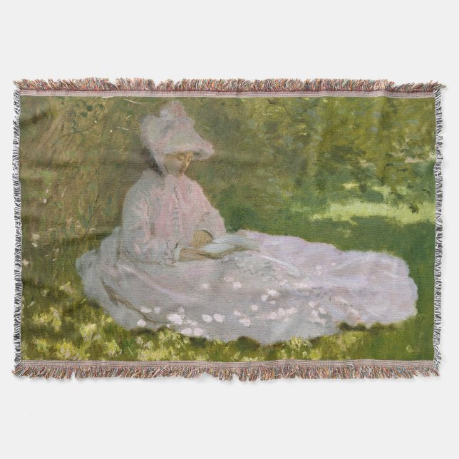 Cobertor Retrato Impressionista de Primavera, Claude Monet (Frente)