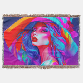 Cobertor Retrato Neon Pop Art